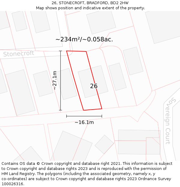 26, STONECROFT, BRADFORD, BD2 2HW: Plot and title map