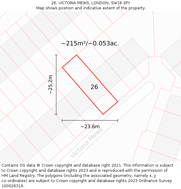 26, VICTORIA MEWS, LONDON, SW18 3PY: Plot and title map