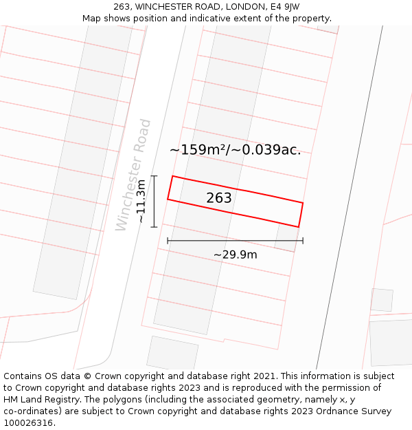 263, WINCHESTER ROAD, LONDON, E4 9JW: Plot and title map