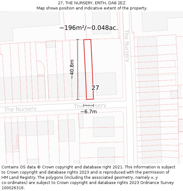 27, THE NURSERY, ERITH, DA8 2EZ: Plot and title map