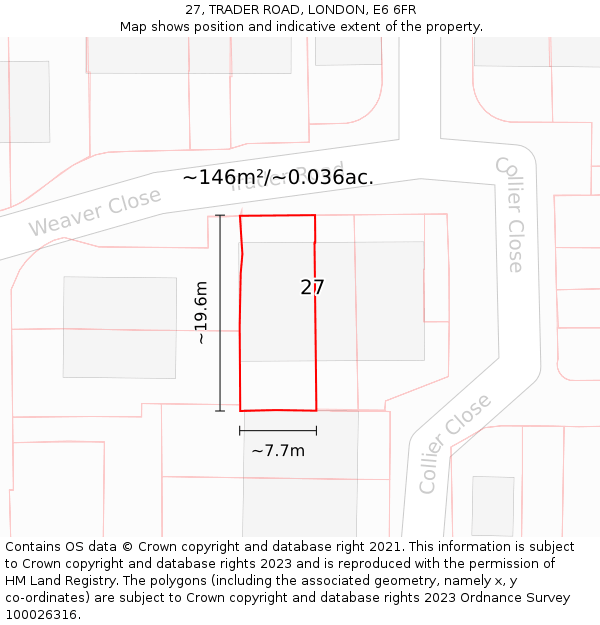 27, TRADER ROAD, LONDON, E6 6FR: Plot and title map