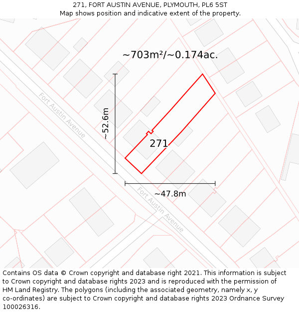 271, FORT AUSTIN AVENUE, PLYMOUTH, PL6 5ST: Plot and title map