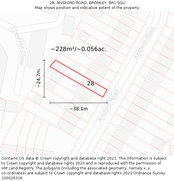 28, ANSFORD ROAD, BROMLEY, BR1 5QU: Plot and title map