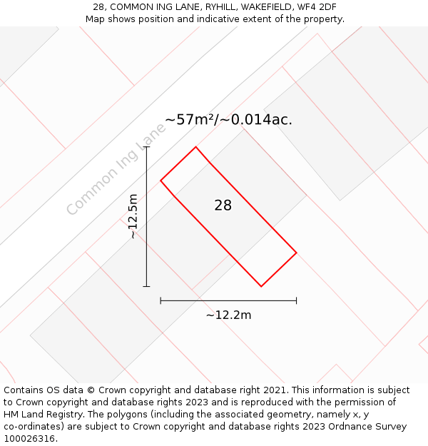 28, COMMON ING LANE, RYHILL, WAKEFIELD, WF4 2DF: Plot and title map
