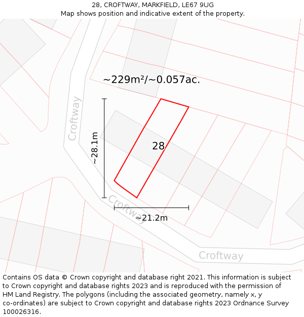 28, CROFTWAY, MARKFIELD, LE67 9UG: Plot and title map
