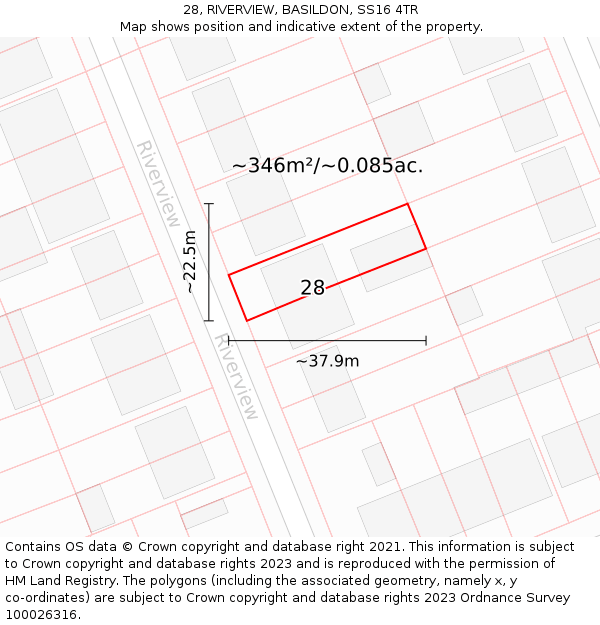 28, RIVERVIEW, BASILDON, SS16 4TR: Plot and title map