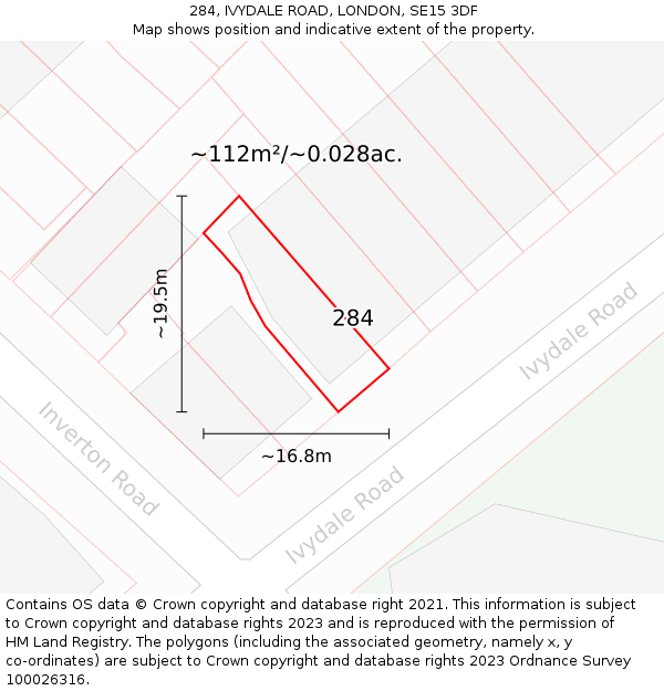 284, IVYDALE ROAD, LONDON, SE15 3DF: Plot and title map