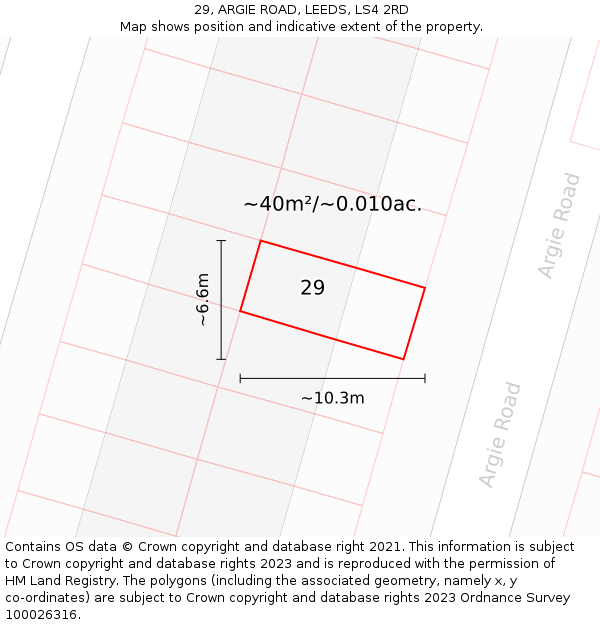 29, ARGIE ROAD, LEEDS, LS4 2RD: Plot and title map