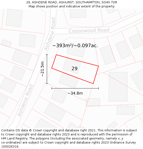29, ASHDENE ROAD, ASHURST, SOUTHAMPTON, SO40 7DR: Plot and title map