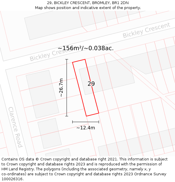 29, BICKLEY CRESCENT, BROMLEY, BR1 2DN: Plot and title map