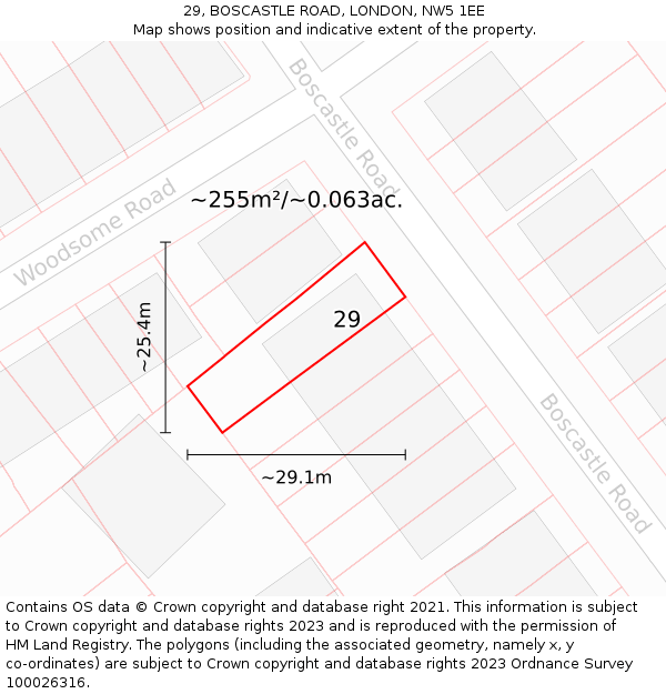 29, BOSCASTLE ROAD, LONDON, NW5 1EE: Plot and title map