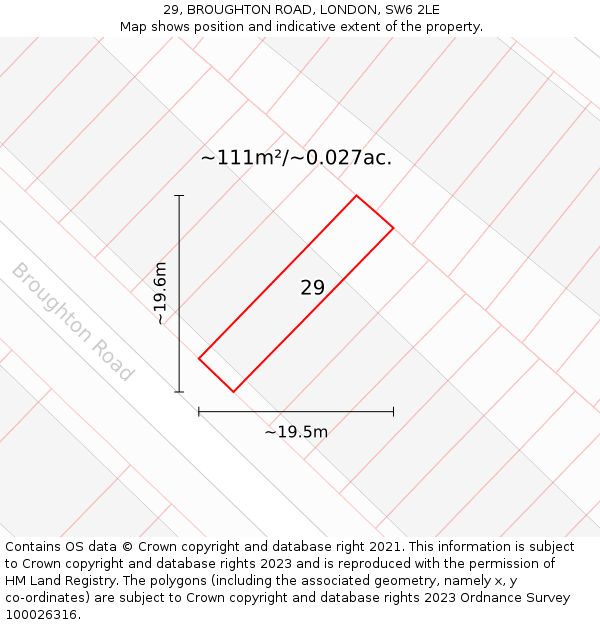 29, BROUGHTON ROAD, LONDON, SW6 2LE: Plot and title map