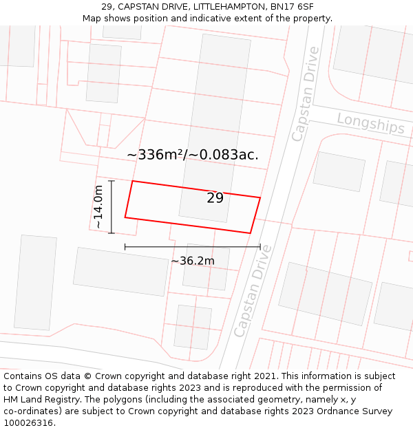 29, CAPSTAN DRIVE, LITTLEHAMPTON, BN17 6SF: Plot and title map