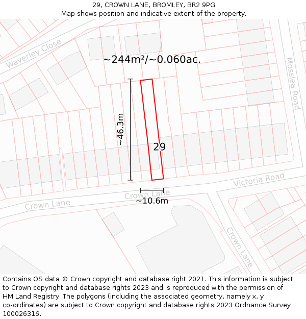 29, CROWN LANE, BROMLEY, BR2 9PG: Plot and title map