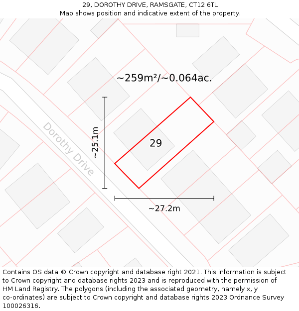 29, DOROTHY DRIVE, RAMSGATE, CT12 6TL: Plot and title map