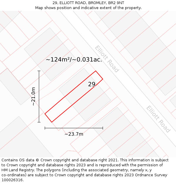 29, ELLIOTT ROAD, BROMLEY, BR2 9NT: Plot and title map