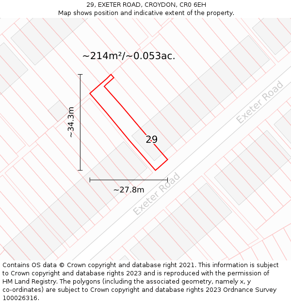 29, EXETER ROAD, CROYDON, CR0 6EH: Plot and title map