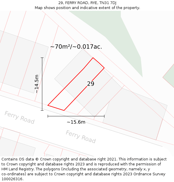 29, FERRY ROAD, RYE, TN31 7DJ: Plot and title map
