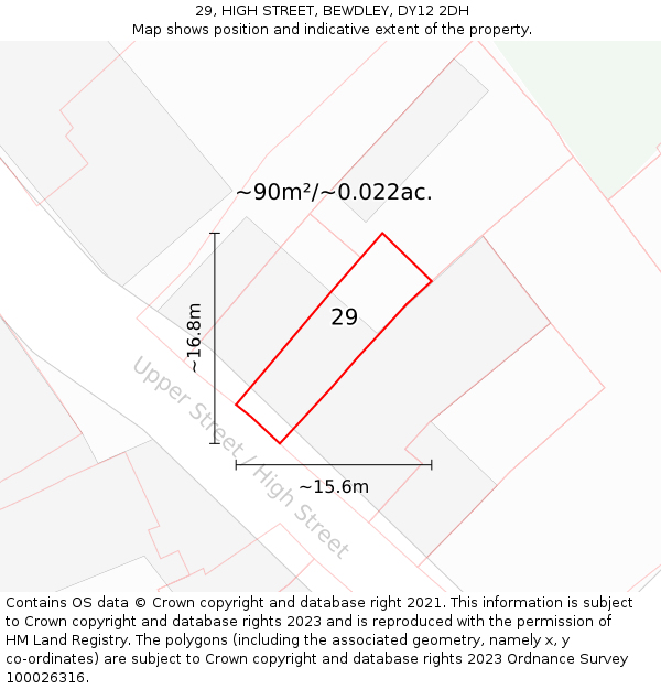 29, HIGH STREET, BEWDLEY, DY12 2DH: Plot and title map