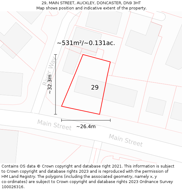 29, MAIN STREET, AUCKLEY, DONCASTER, DN9 3HT: Plot and title map