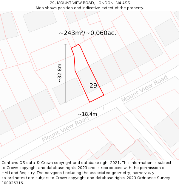 29, MOUNT VIEW ROAD, LONDON, N4 4SS: Plot and title map
