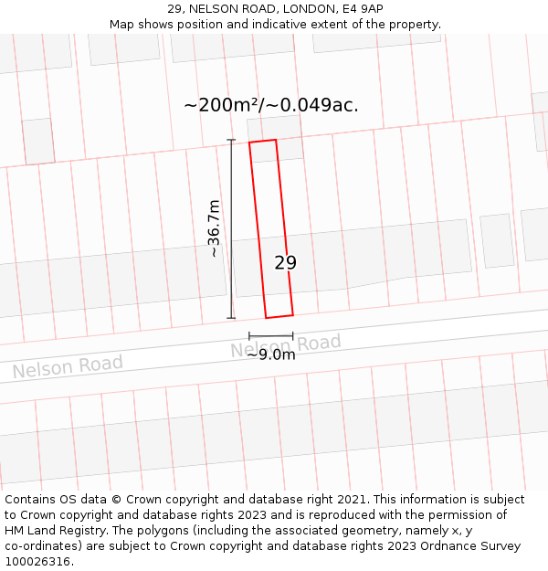 29, NELSON ROAD, LONDON, E4 9AP: Plot and title map