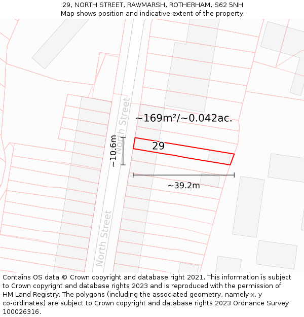 29, NORTH STREET, RAWMARSH, ROTHERHAM, S62 5NH: Plot and title map
