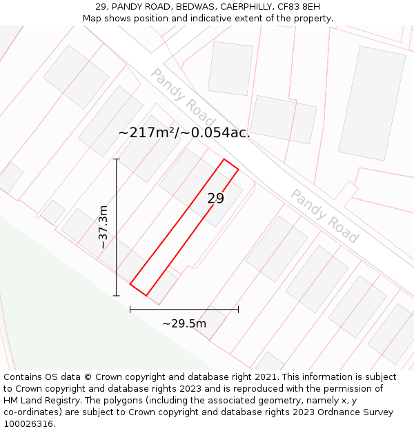29, PANDY ROAD, BEDWAS, CAERPHILLY, CF83 8EH: Plot and title map