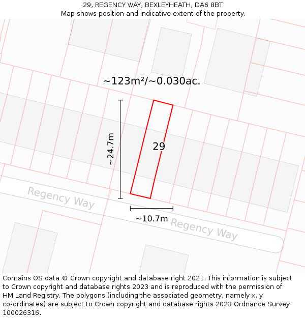 29, REGENCY WAY, BEXLEYHEATH, DA6 8BT: Plot and title map