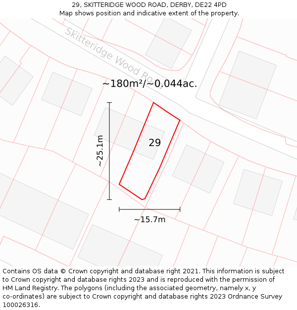 29, SKITTERIDGE WOOD ROAD, DERBY, DE22 4PD: Plot and title map