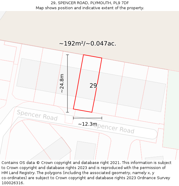 29, SPENCER ROAD, PLYMOUTH, PL9 7DF: Plot and title map