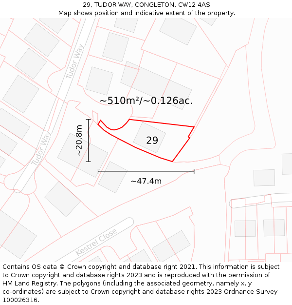 29, TUDOR WAY, CONGLETON, CW12 4AS: Plot and title map