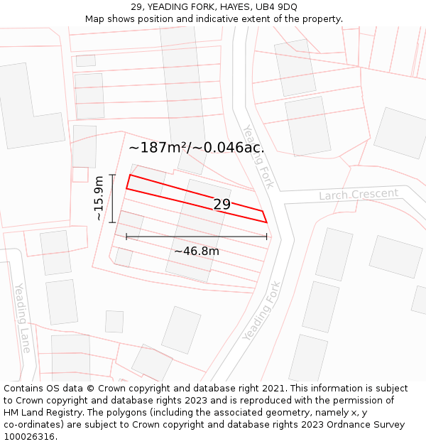 29, YEADING FORK, HAYES, UB4 9DQ: Plot and title map