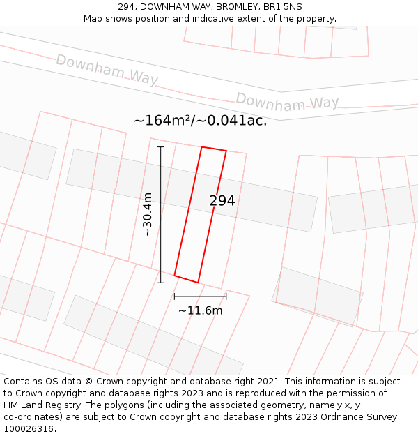 294, DOWNHAM WAY, BROMLEY, BR1 5NS: Plot and title map