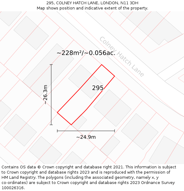295, COLNEY HATCH LANE, LONDON, N11 3DH: Plot and title map