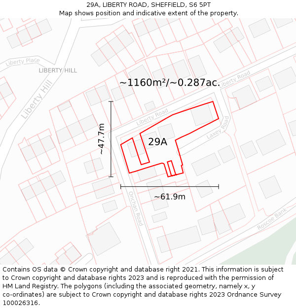 29A, LIBERTY ROAD, SHEFFIELD, S6 5PT: Plot and title map