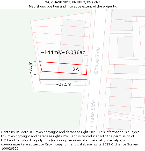2A, CHASE SIDE, ENFIELD, EN2 6NF: Plot and title map