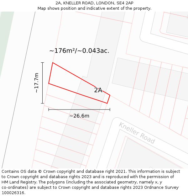 2A, KNELLER ROAD, LONDON, SE4 2AP: Plot and title map