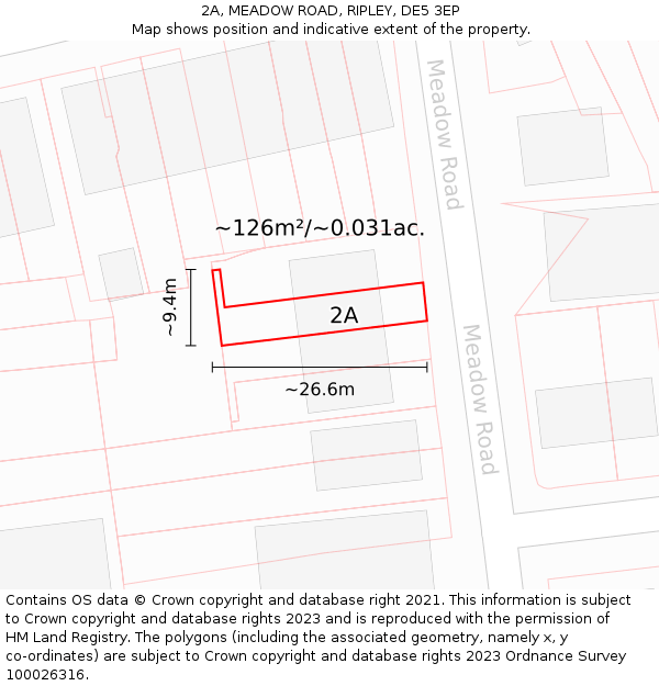 2A, MEADOW ROAD, RIPLEY, DE5 3EP: Plot and title map