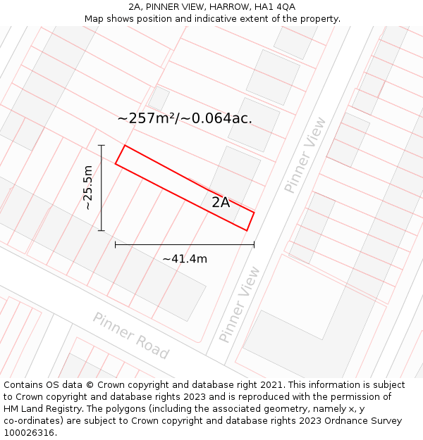2A, PINNER VIEW, HARROW, HA1 4QA: Plot and title map