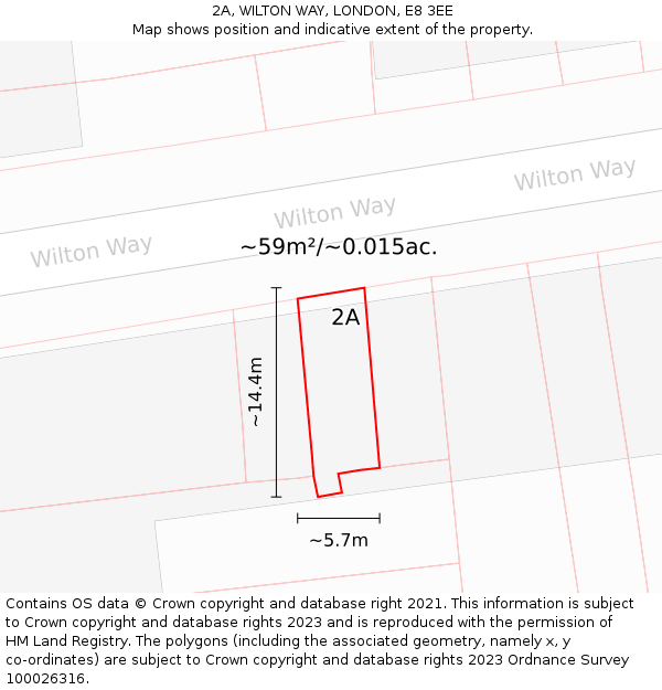 2A, WILTON WAY, LONDON, E8 3EE: Plot and title map