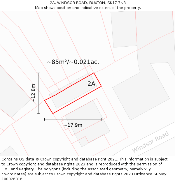 2A, WINDSOR ROAD, BUXTON, SK17 7NR: Plot and title map