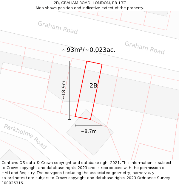 2B, GRAHAM ROAD, LONDON, E8 1BZ: Plot and title map
