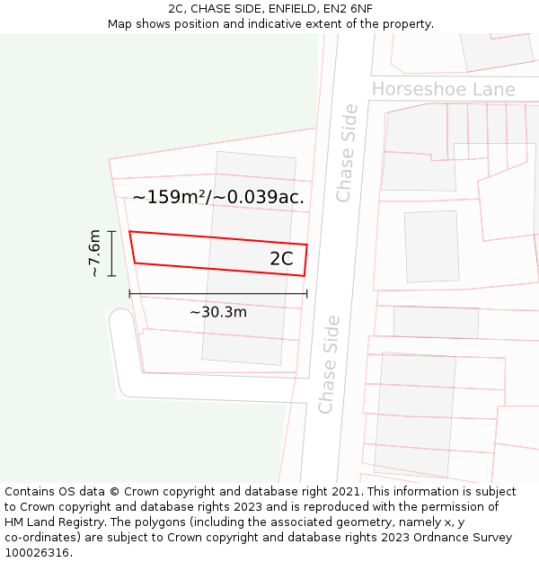 2C, CHASE SIDE, ENFIELD, EN2 6NF: Plot and title map