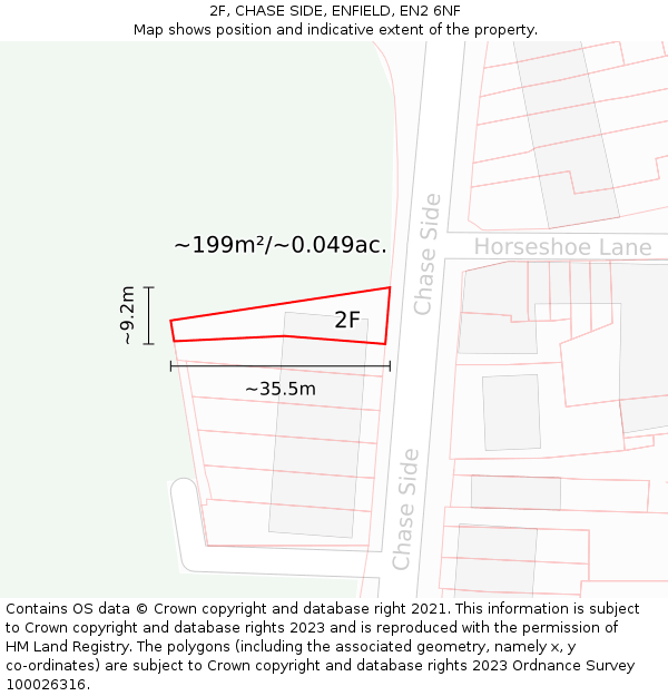 2F, CHASE SIDE, ENFIELD, EN2 6NF: Plot and title map