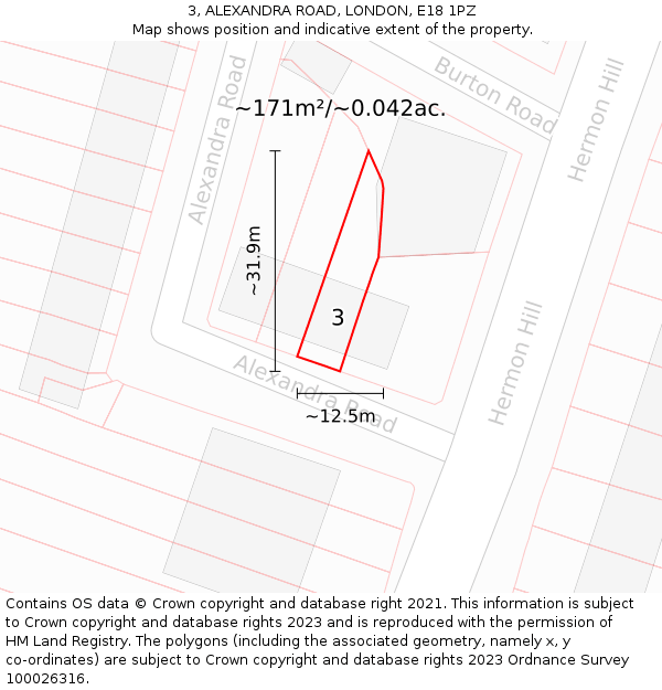 3, ALEXANDRA ROAD, LONDON, E18 1PZ: Plot and title map