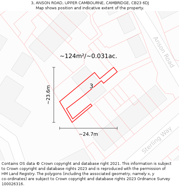 3, ANSON ROAD, UPPER CAMBOURNE, CAMBRIDGE, CB23 6DJ: Plot and title map