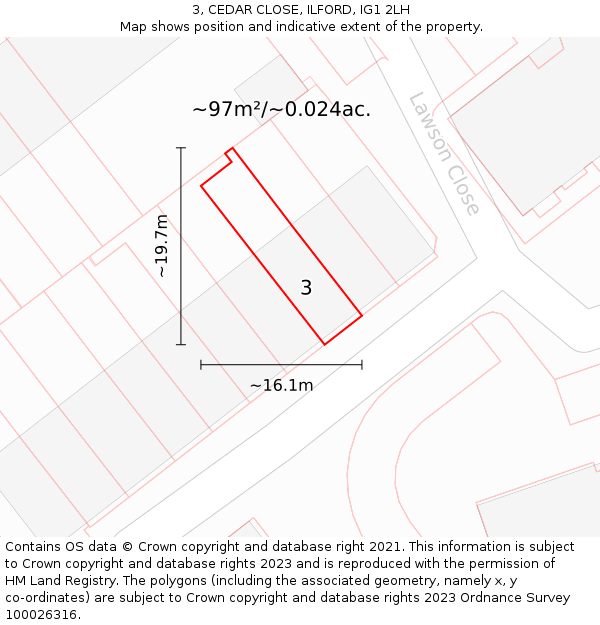 3, CEDAR CLOSE, ILFORD, IG1 2LH: Plot and title map