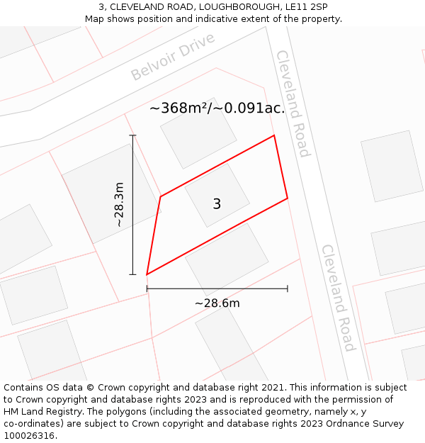 3, CLEVELAND ROAD, LOUGHBOROUGH, LE11 2SP: Plot and title map