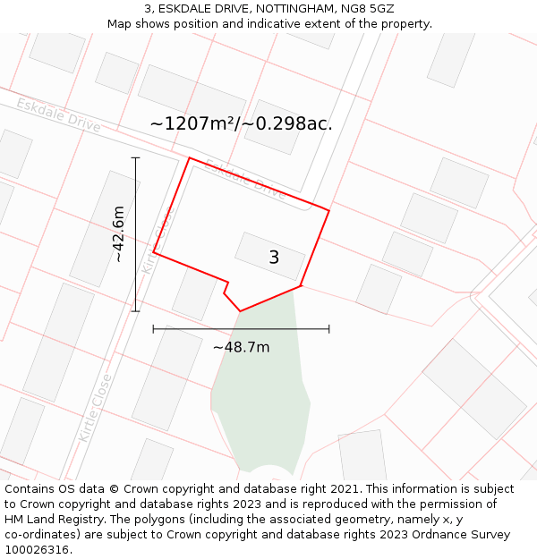 3, ESKDALE DRIVE, NOTTINGHAM, NG8 5GZ: Plot and title map